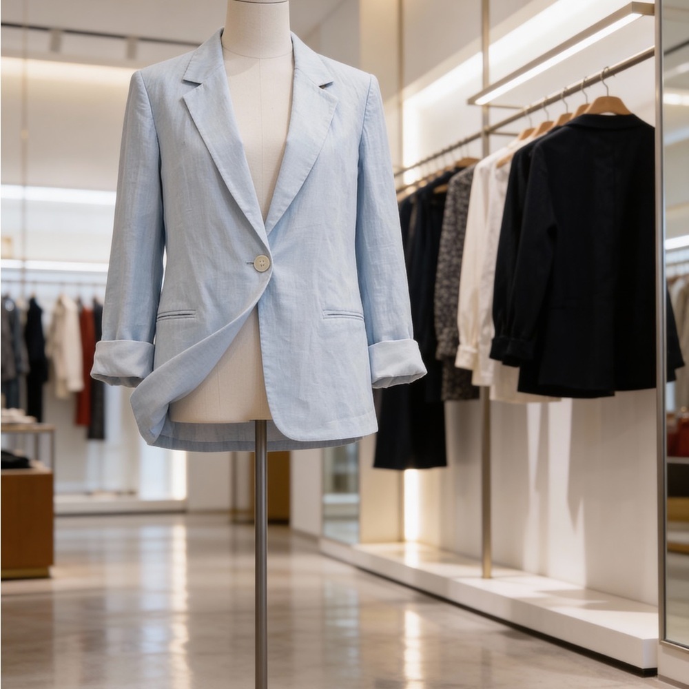H&M Light Blue Women's Blazer - Picture 2 of 3